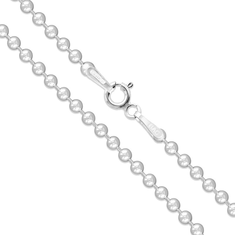 Sac Silver Sterling Silver Italian Ball Bead Chain 1.5mm 925 Italy New Dog Tag Necklace 20" - Image 1